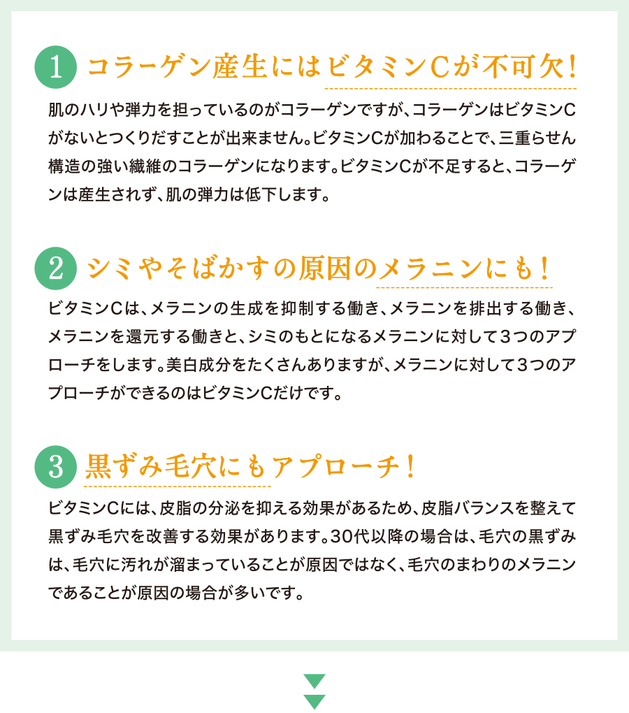 コラーゲン産生にはビタミンCが不可欠！