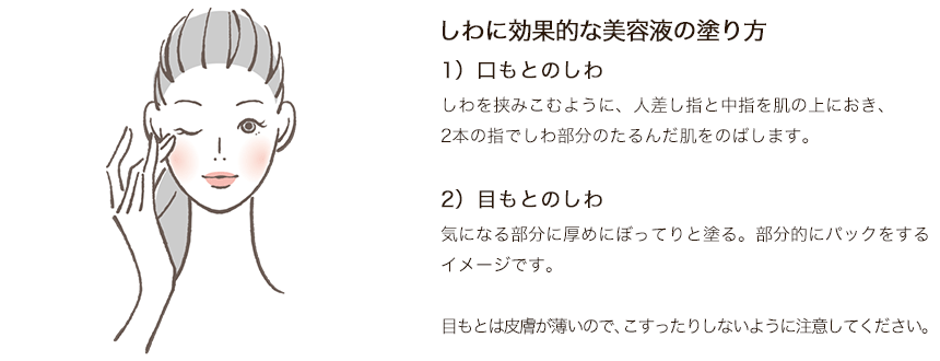 しわに効果的な美容液の塗り方