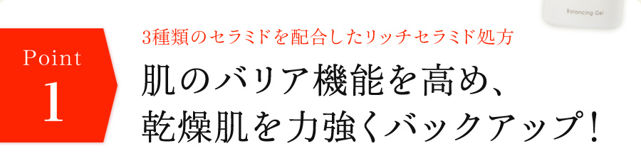 3種類のセラミドを配合したリッチセラミド処方　肌のバリア機能を高め、乾燥肌を力強くバックアップ！